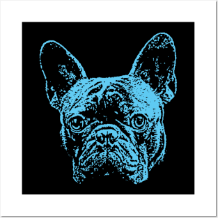 Blue French Bulldog Posters and Art